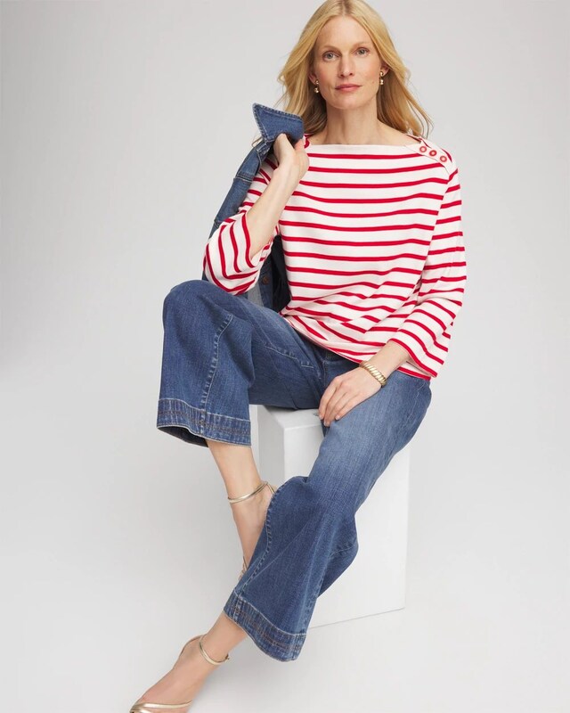 Bateau Neck Stripe Top - image 2